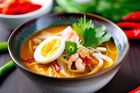  Laksa Sarawak: Một Món Hôn Hợp Giữa Vị Cay Gắt Của Gia Vị Và Sự Bổ Nutricious Từ Cơm Dền